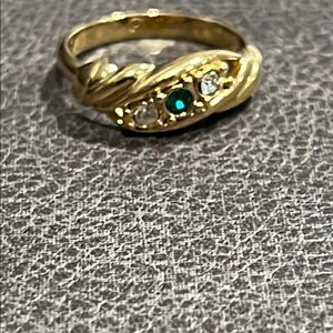 *Dainty Gold and Green Gemstone Ring